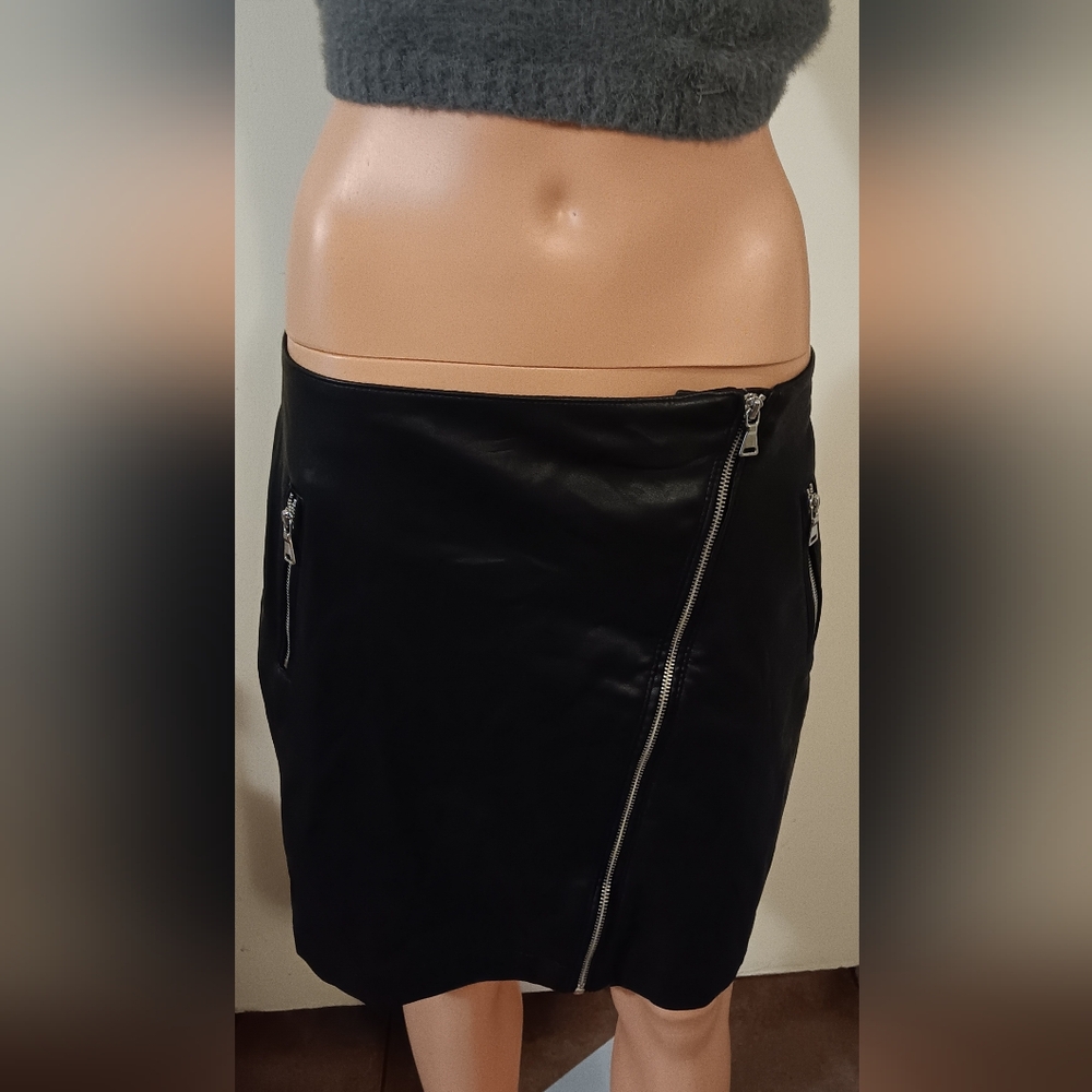 Express Black Asymmetrical Pencil Skirt Midi